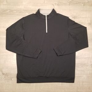 Peter Millar Perth Mens Size XL 1/4 Zip Golf Pullover Black Performance Casual